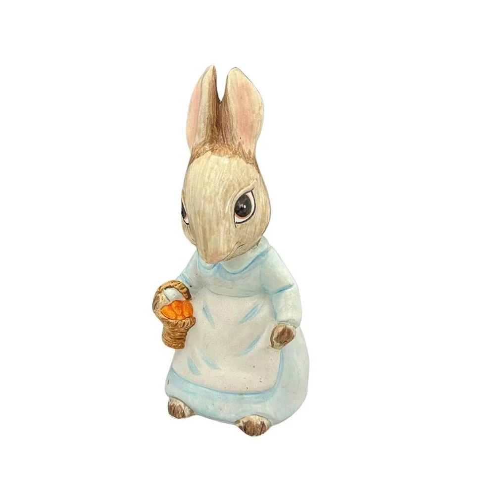 Vintage Bunnykins Bowl & Beatrix Potter Mrs. Rabbit Figurine Set
